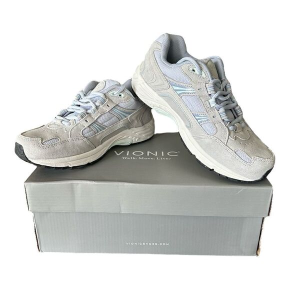 Vionic Walker Vapor Blue Haze Suede Shoe Sneaker Women’s Size 6 Wide - Picture 1 of 9